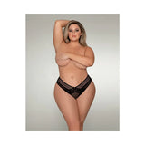Dreamgirl Mesh Thong With Shadow Stripe Elastic Front Detail Black 2x