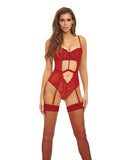 Bombshell Boudoir Strap Overlay Teddy Red MD