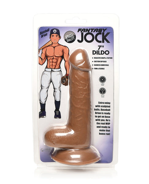 Curve Toys Jock Baseball Brian 7" Dildo w/Balls - Tan