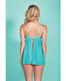 Riley Eyelash Lace Soft Cup Babydoll & Panty Teal LG