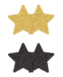 Pretty Pasties Glitter Stars Black/Gold - 2 Pair