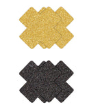 Pretty Pasties Glitter Cross Black/Gold - 2 Pair