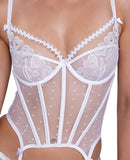 Forever Yours Embroidered Bustier & Thong White SM