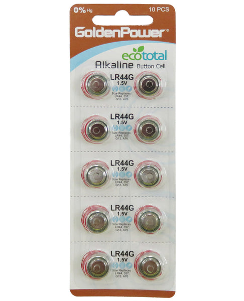New AG13 1.5V Button Cell Mercury Free Battery - Card of 10