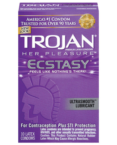 Trojan Her Pleasure Ecstasy Condoms - Box of 10