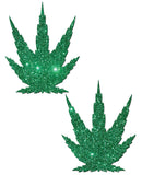 Pastease Green Glitter Marijuana Leaf O/S