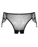 Adore Lavish & Lace Crotchless Panty Black O/S