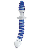 Adam & Eve Twisted Love Glass Dildo - Clear/Blue