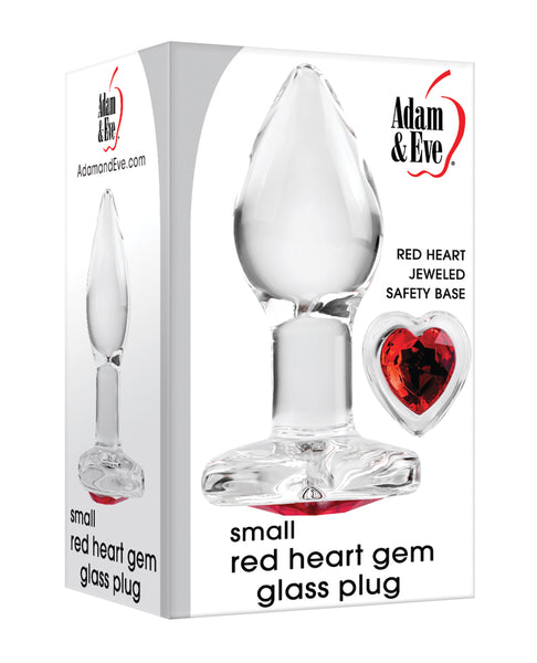 Adam & Eve Red Heart Gem Glass Plug - Small