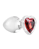 Adam & Eve Red Heart Gem Glass Plug - Large