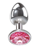 Adam & Eve Pink Gem Anal Plug Small - Silver/Pink