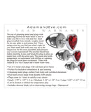 Adam & Eve Three Hearts Gem Anal Plug Set - Silver/Red