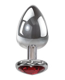 Adam & Eve Red Heart Gem Anal Plug - Medium Red/Chrome