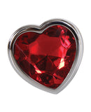 Adam & Eve Red Heart Gem Anal Plug - Medium Red/Chrome