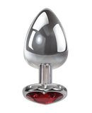 Adam & Eve Red Heart Gem Anal Plug - Large Red/Chrome