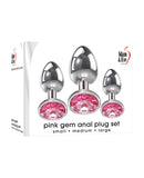 Adam & Eve Pink Heart Gem Anal Plug Set