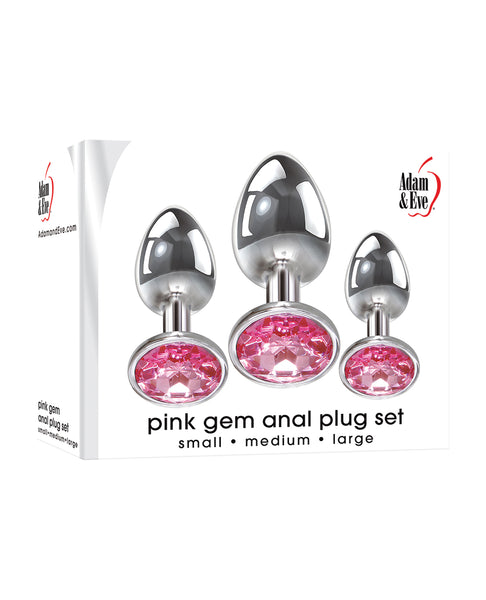 Adam & Eve Pink Heart Gem Anal Plug Set