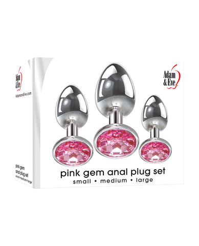 Adam & Eve Pink Heart Gem Anal Plug Set