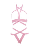 Kitten It's Complicated Open Elastic Strappy Bra & Open Back Panty Pink O/S