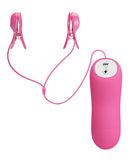 Romantic Wave Electro Shock Vibrating Nipple Clamps - Rose