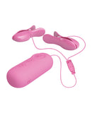 Pretty Love Romantic Wave II Estim & Vibrating Nipple Clip - Pink