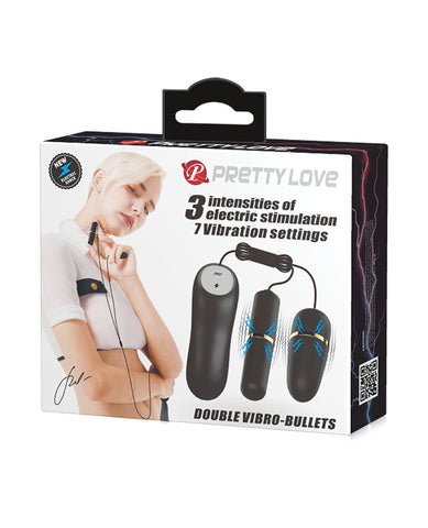 Pretty Love Double Vibro Bullets w/Electrostim - Black