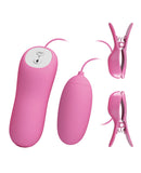 Pretty Love Electric Shock Vibro Nipple Clamps & Bullet - Pink