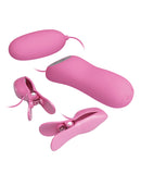 Pretty Love Electric Shock Vibro Nipple Clamps & Bullet - Pink