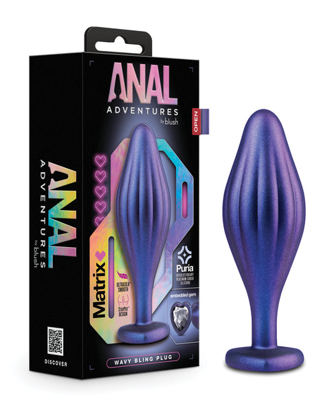 Blush Anal Adventures Matrix Wavy Bling Plug - Sapphire