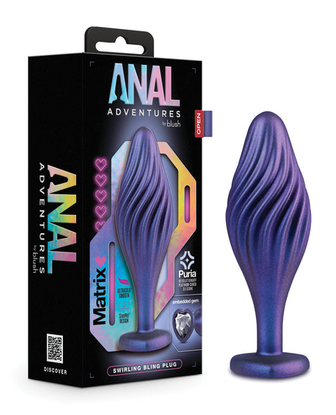 Blush Anal Adventures Matrix Swirling Bling Plug - Sapphire