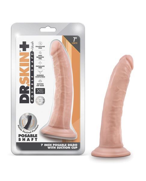 Blush Dr. Skin Plus 7" Posable Dildo - Vanilla