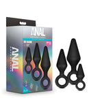 Blush Anal Adventures Platinum Silicone Loop Plug Kit - Black