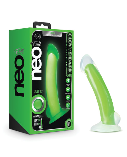 Blush Neo Elite Glow in the Dark Omnia  7" Silicone Dual Density Dildo - Neon Green