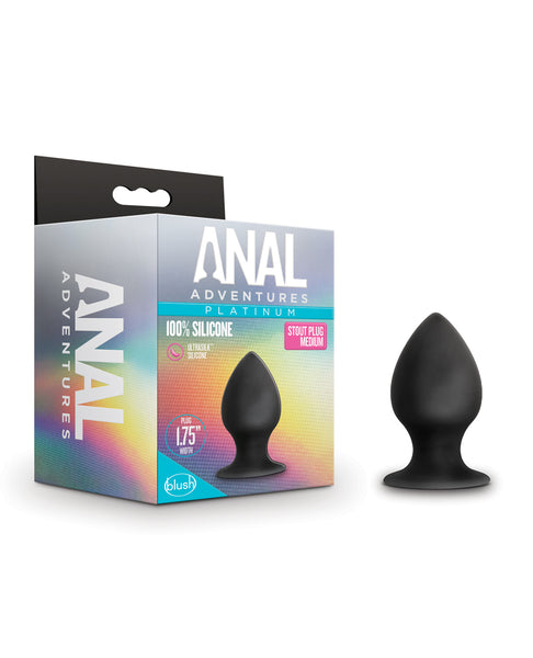 Blush Anal Adventures Platinum Silicone Anal Stout Plug - Medium Black