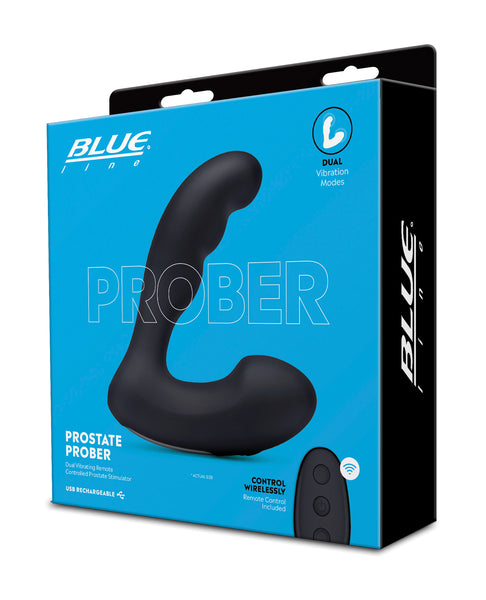 Blue Line Vibrating Prostate Prober w/Remote - Black