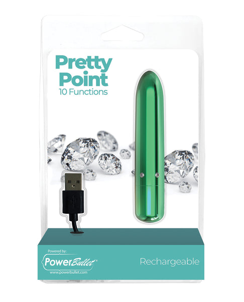 Pretty Point Rechargeable Bullet - 10 Functions Teal