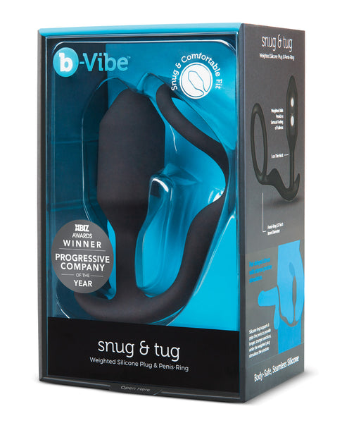 b-Vibe Snug & Tug Weighted Silicone  & Penis Ring - 128 g Black