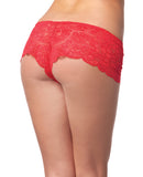 Low Rise Stretch Scallop Lace Booty Short - Red