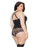 Scallop Stretch Lace & Powernet Underwire Bustier Black 3X/4X