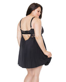 Scallop Stretch Lace & Microfiber Inner Bra Babydoll Black 3X/4X