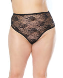 Stretch Lace High Waist Thong Black OS/XL