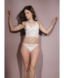 Classic Scallop Stretch Lace Bralette & Crotchless Panty White O/S