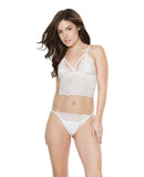 Classic Scallop Stretch Lace Bralette & Crotchless Panty White O/S