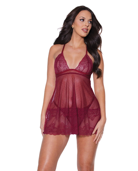 Holiday Soft Underwire Babydoll & Thong Merlot MD