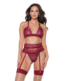 Holiday Bra, Garter Belt & Thong Merlot LG