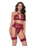 Holiday Bra, Garter Belt & Thong Merlot LG