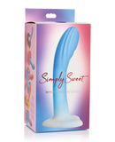 Curve Toys Simply Sweet 7" Rippled Silicone Dildo - Blue/White