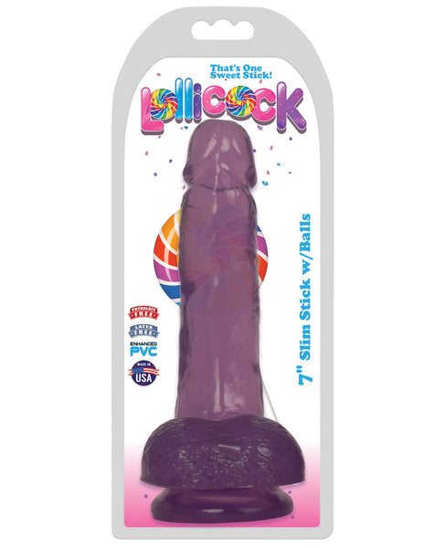 Curve Toys Lollicock 7" Slim Stick w/Balls - Grape Ice