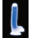 Curve Toys Lollicock 7" Glow In The Dark Silicone Dildo w/Balls - Blue