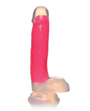 Curve Toys Lollicock 7" Glow In The Dark Silicone Dildo w/Balls - Pink